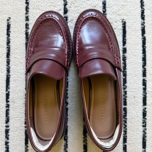AEROSOLES women’s Wine Leather Penny Loafers
